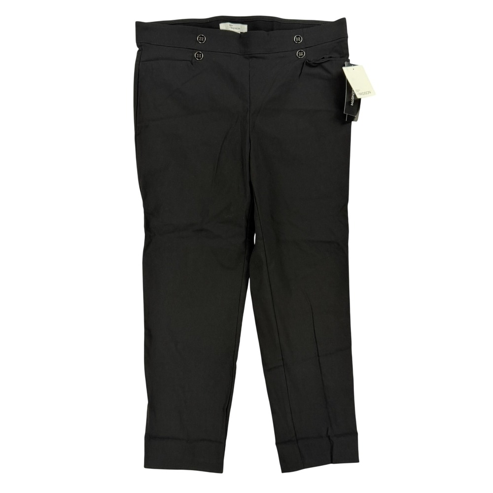 89th + Madison Dress Pants Womens XL Black Ponte Ankle Pull On Stretch Cuffed
